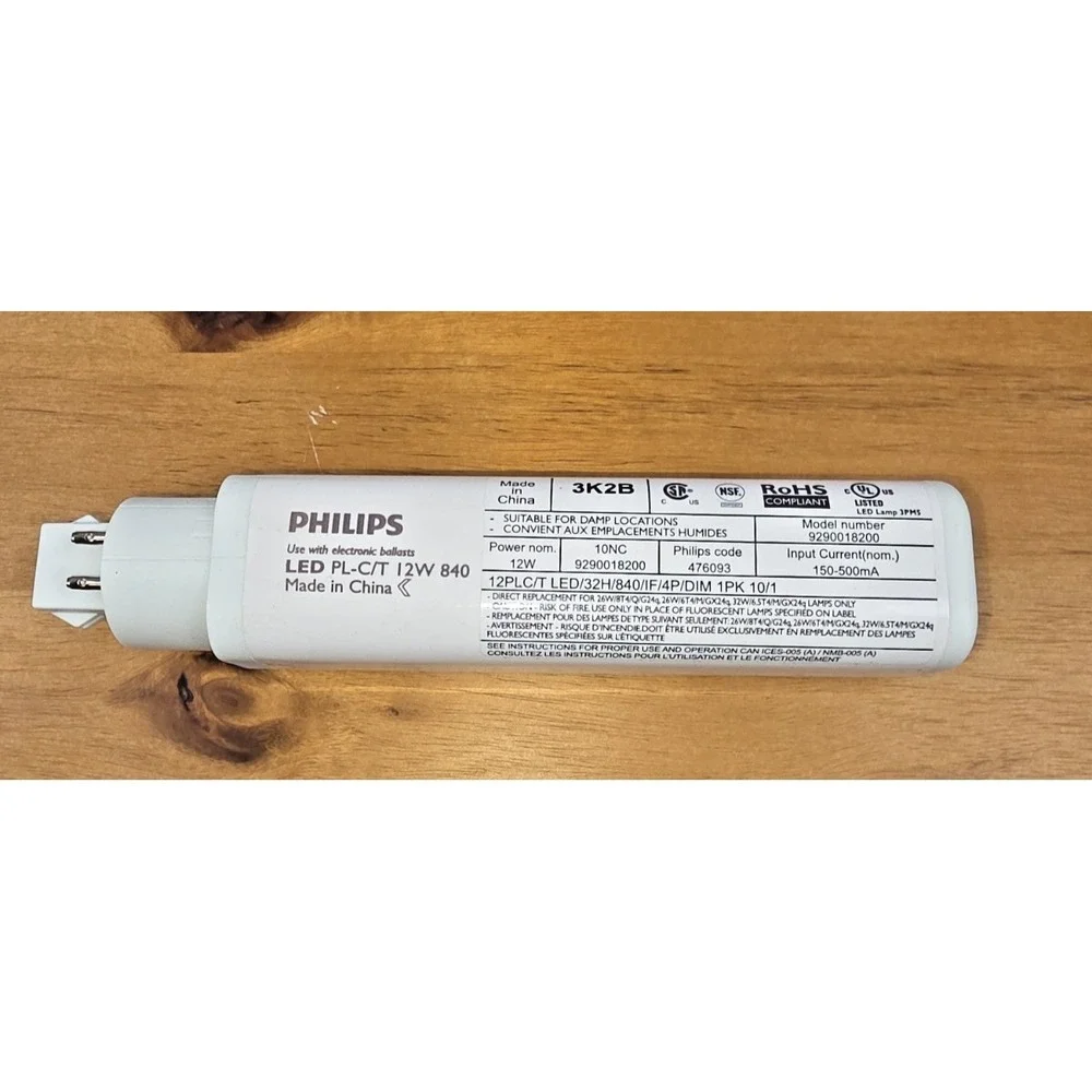 Philips 476093 4 PIN 12W LED PL-C/T 12W 12PLC/T 3K2B 9290018200 DIM 8 Pack New